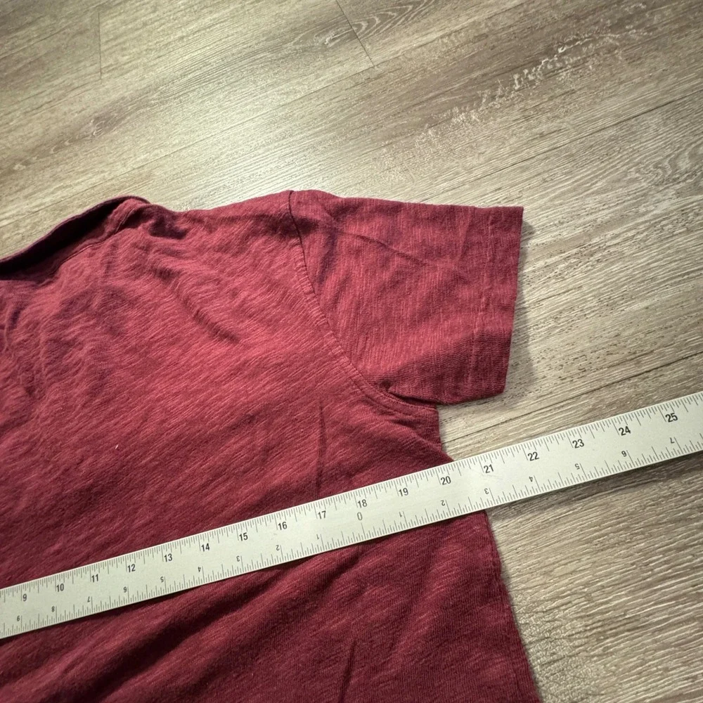Lucky Brand Polo Shirt Mens M Burgundy Red 100% Cotton Slub Knit Outdoor Pockets